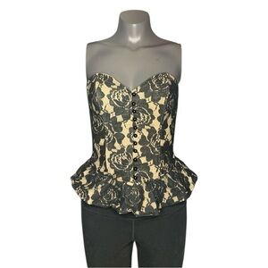 Black Lace Peplum Bustier Corset Top